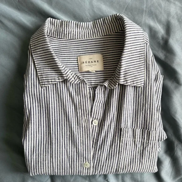 Sezane tomboy shirt striped button up - Picture 5 of 13